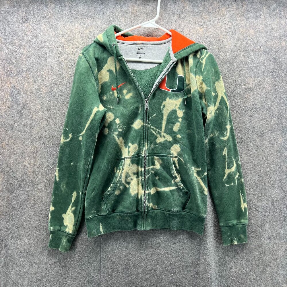 Miami Hurricanes Sweater Women Large Green Full Zip Hoodie Nike Jacket Fleece
